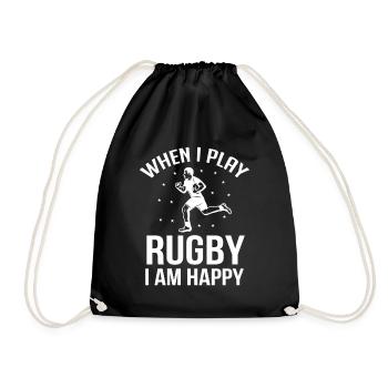 Quand je joue au rugby, je suis heureux - Jeu de Rugby - Sac de sport léger - noir - Devant