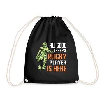 All good the best Rugby Player is here - Funny Rug - Turnbeutel - Schwarz - Vorne