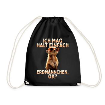 Erdmännchen Süßes Meerkat Ich Mag Halt Erdmännchen - Turnbeutel - Schwarz - Vorne