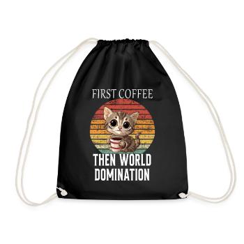 D’abord le café, puis la domination du monde chat Kitty - Sac de sport léger - noir - Devant