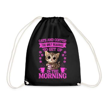 Chats et café Matin Grouch Lève-tard - Sac de sport léger - noir - Devant