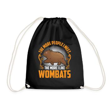 Wombat more like marsupial wombat - Drawstring Bag - black - Front