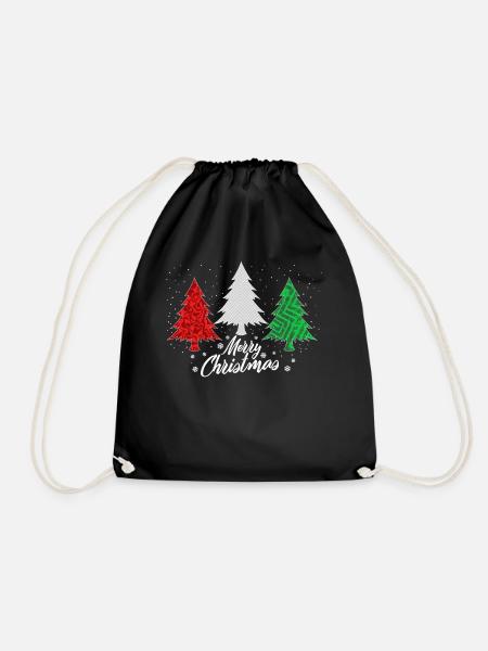 Christmas Shirt, Merry Christmas Abstract Tee, - Drawstring Bag - black