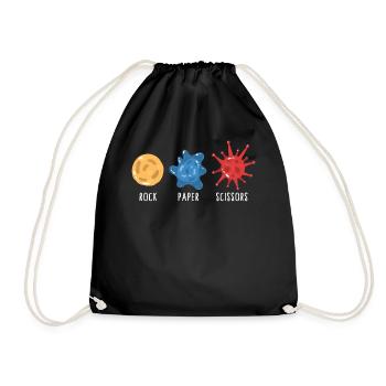 Wissenschafts-Shirt, Stein-Papier-Schere-Mikroorganismus - Turnbeutel - Schwarz - Vorne