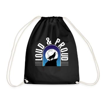 Chemise de loup sauvage, Fort et fier Tee, cadeau pour - Sac de sport léger - noir - Devant