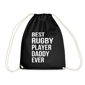 Best Rugby Player Daddy Ever - Rugby Daddy - Drawstring Bag - black - Front