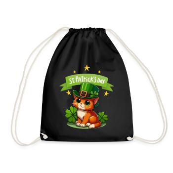 Chat de la Saint-Patrick Shamrock chanceux mignon - Sac de sport léger - noir - Devant