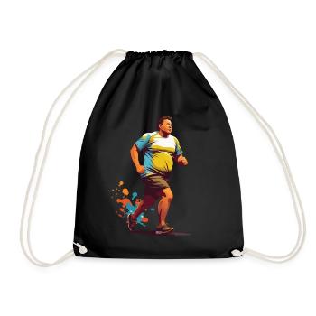 Funny Overweight Runner Fitness - Drawstring Bag - black - Front