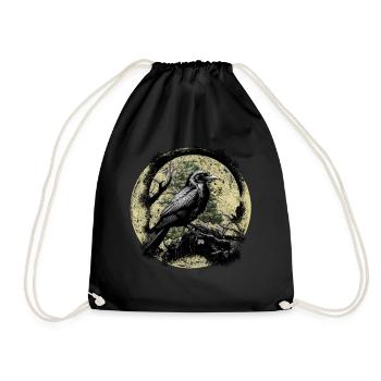 Lune, Corbeau, Corbeau, Oiseau, Occulte, Spirituel - Sac de sport léger - noir - Devant