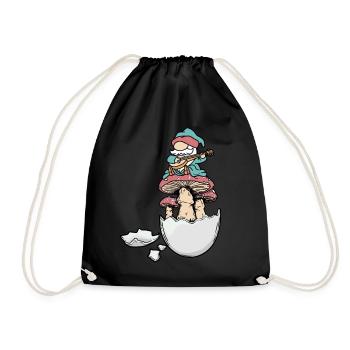 Eggshell Dwarf Gnome Gnome Fantasy Egg Mushrooms - Drawstring Bag - black - Front