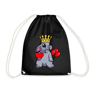 Hase König Herz Fantasy Kaninchen Gefühle Emotion - Turnbeutel - Schwarz - Vorne