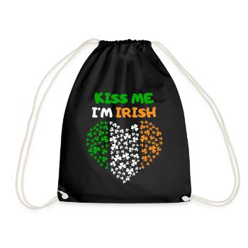 Fête de la Saint-Patrick Irlande coeur drapeau irlandais baiser - Sac de sport léger - noir - Devant