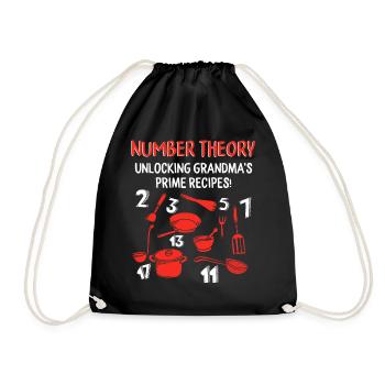 Mathe-Shirt, Zahlentheorie Omas freischalten - Turnbeutel - Schwarz - Vorne