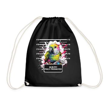 Polly Prankster Funny Cockatiel Parrot Mug Shot - Turnbeutel - Schwarz - Vorne