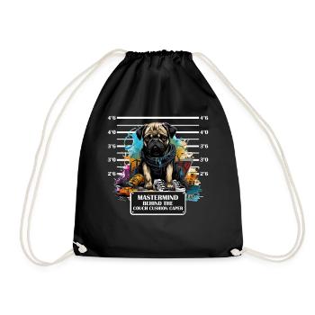 Funny Pug Mug Shot Prisoner Dog Graffiti - Turnbeutel - Schwarz - Vorne