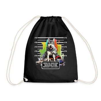 Wolf Dog Mug Shot Husky Prisoner Arrest Portrait - Turnbeutel - Schwarz - Vorne