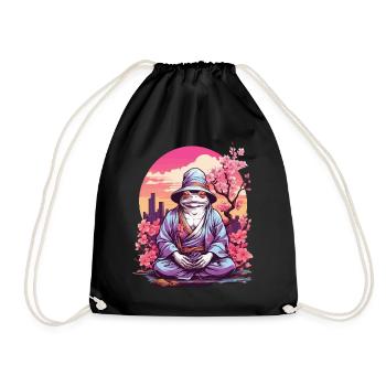 Asia Frog Streetwear Aesthetic Design - Drawstring Bag - black - Front