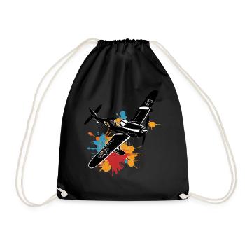 Model Airplane Pilot Airplane Hobby Design - Drawstring Bag - black - Front