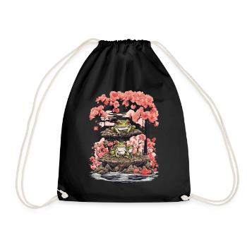 Frog Streetwear Aesthetic Vintage Design - Drawstring Bag - black - Front