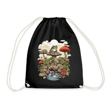 The Frog Streetwear Aesthetic Vintage Design - Drawstring Bag - black - Front