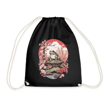 Frog Streetwear Aesthetic Design - Drawstring Bag - black - Front
