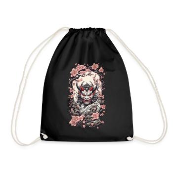 Kirschblüten Yokai Oni Japanischer Dämon Design - Turnbeutel - Schwarz - Vorne