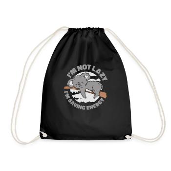 Not Lazy Saving Energy Koalabear Eucalyptus Koala - Drawstring Bag - black - Front