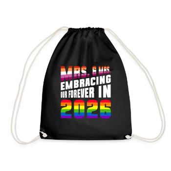 Mrs. & Mrs 2026 Gay Pride Hochzeit Homo-Ehe - Turnbeutel - Schwarz - Vorne