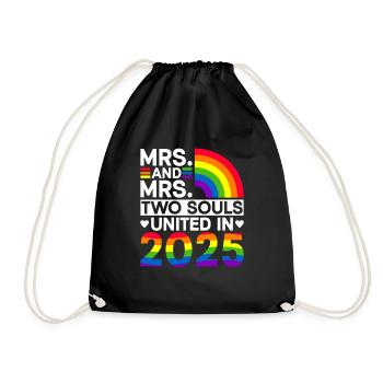 Frau und Frau 2025 Gay Pride Hochzeit Homo-Ehe - Turnbeutel - Schwarz - Vorne