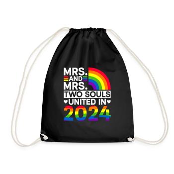 Mrs. und Mrs. 2024 Gay Pride Hochzeit Gay Ehe - Turnbeutel - Schwarz - Vorne