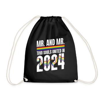 Mr. und Mr. 2024 Gay Pride Hochzeit Homo-Ehe - Turnbeutel - Schwarz - Vorne