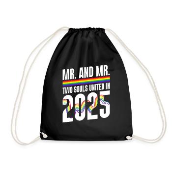 Mr. und Mr. 2025 Gay Pride Hochzeit Gay Ehe - Turnbeutel - Schwarz - Vorne