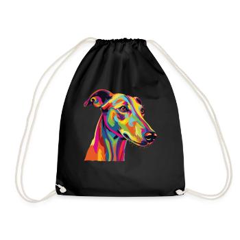 Aquarelle lévrier coloré - Sac de sport léger - noir - Devant