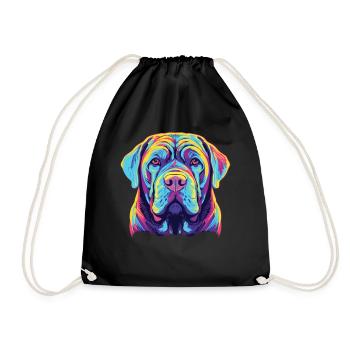 Watercolor Colorful Mastino Napoletano - Drawstring Bag - black - Front