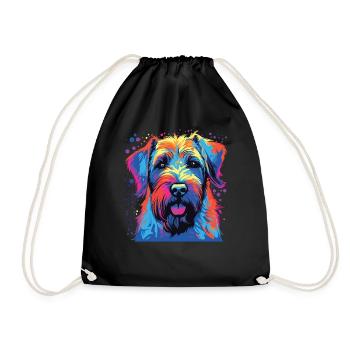 Watercolor Colorful Irish Soft Coated - Drawstring Bag - black - Front