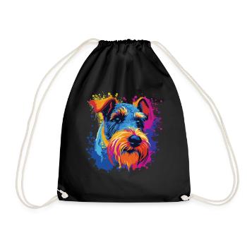 Wasserfarben Farbenfroher Drahthaar-Foxterrier - Turnbeutel - Schwarz - Vorne