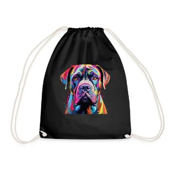 Watercolor Colorful Boerboel - Drawstring Bag - black - Front