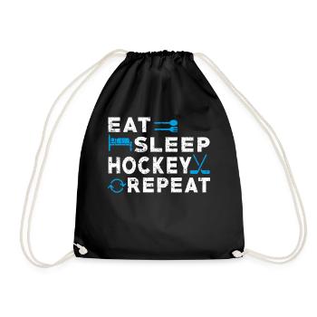 Eat Sleep Hockey Repeat Funny Sport Game Player - Drawstring Bag - black - Front