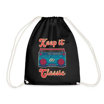 Keep It Classic Retro Boombox Music Blaster 80s - Drawstring Bag - black - Front