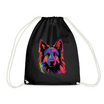 Watercolors Colorful Belgian Tervuren - Drawstring Bag - black - Front