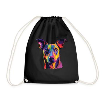 Watercolor Colorful German Pinscher - Drawstring Bag - black - Front