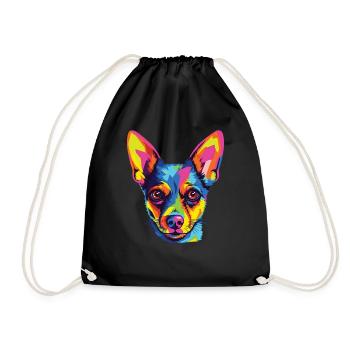 Aquarelle coloré American Toy Terrier - Sac de sport léger - noir - Devant