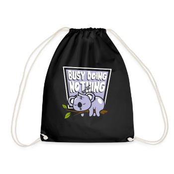 Busy Doing Nothing Koalabear Eucalyptus Lover - Drawstring Bag - black - Front