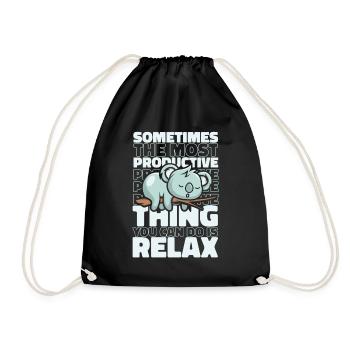 Das Produktivste ist Relax Koalabear - Turnbeutel - Schwarz - Vorne