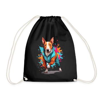 Bull Terrier Streetwear Jogging Aesthetic Style - Drawstring Bag - black - Front
