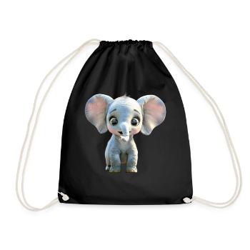 Elephant Africa Safari Wilderness Love Cute Elephant - Drawstring Bag - black - Front