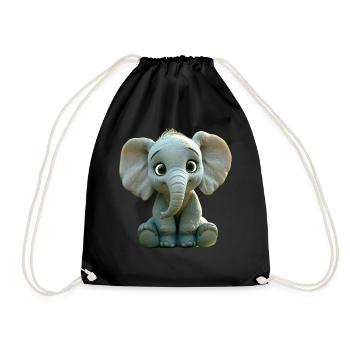 Elephant Africa Safari Wilderness Love Cute Elephant - Drawstring Bag - black - Front