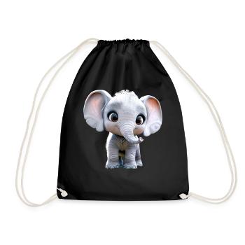 Elephant Africa Safari Wilderness Love Cute Elephant - Drawstring Bag - black - Front