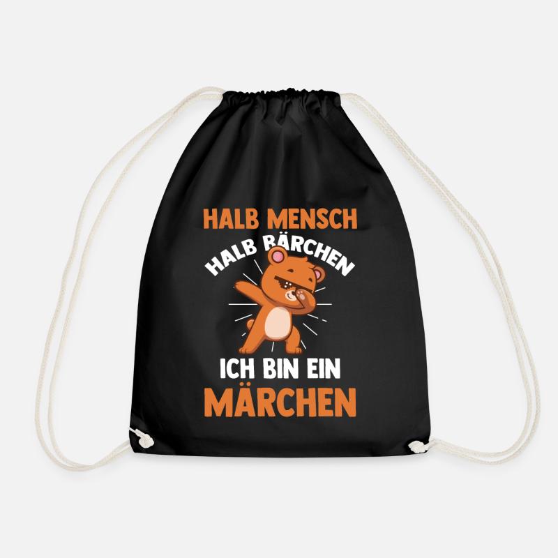 Halb Mensch Halb Bärchen - Turnbeutel - Schwarz