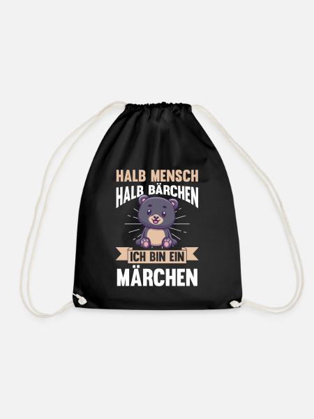 Halb Mensch Halb Bärchen - Turnbeutel - Schwarz